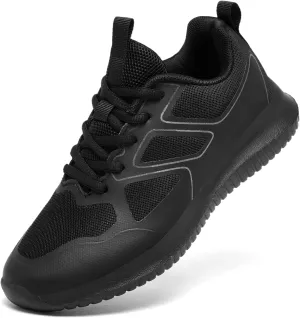 ENLEN&BENNA Non Slip Work Shoes Women,Slip Resistant Work Shoes Water Resistant Walking Food Service Sneakers Chef Kitchen(Black,8)