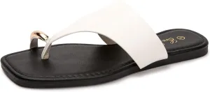 Eozlink Women's Slide Sandals Ring Toe Flat Sandals Slip On Sandals Open Toe Flip Flop Thong Sandals Casual Summer Beach Sandals
