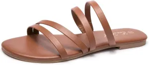 EOZLINK Women's Strappy Flat Sandals Strap Slides Sandals Open Toe Slipper Trendy Dressy Summer Shoes