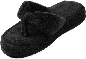 EuropeanSoftest Women's Cozy Memory Foam Soft Premium 100% Terry Cotton Cloth SPA Thong Flip Flops House Indoor Slippers