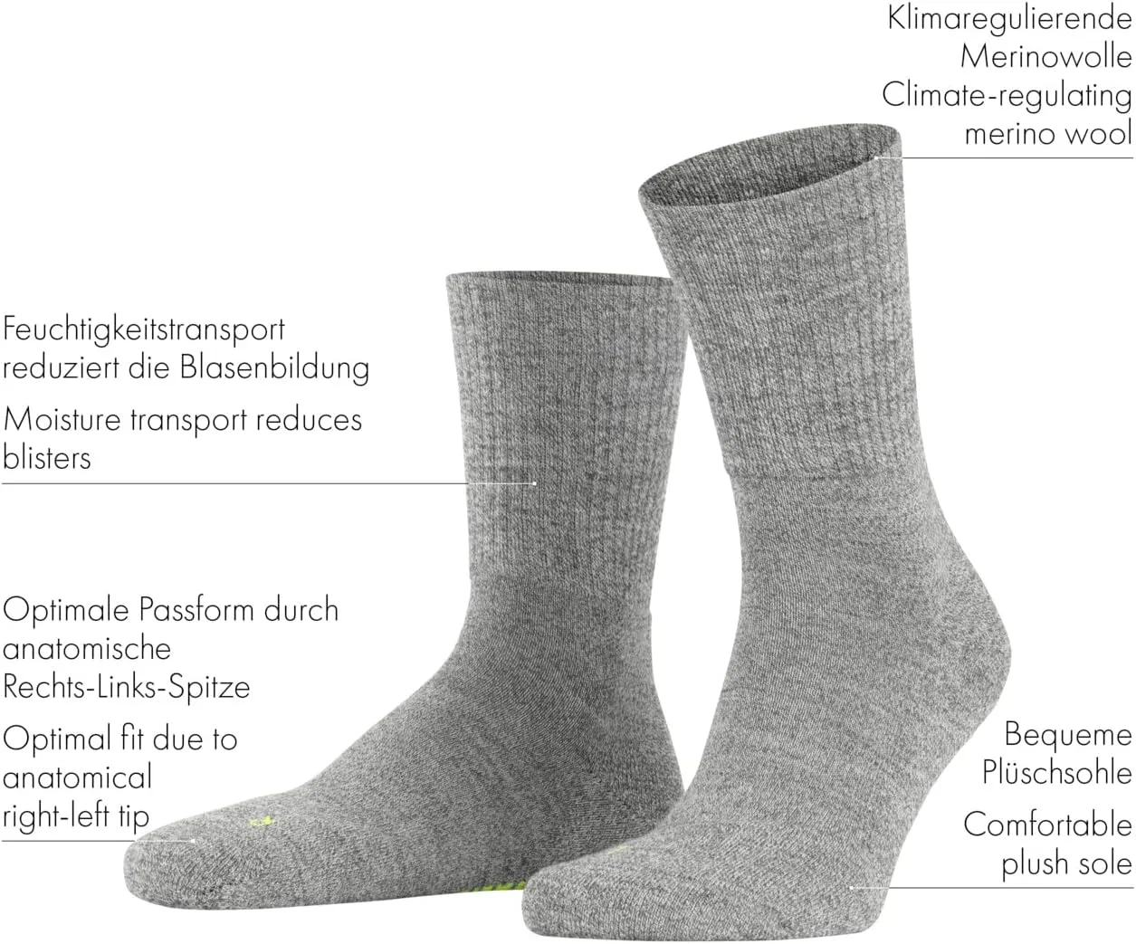 FALKE Unisex Walkie Light Wool Socks, 1 Pair