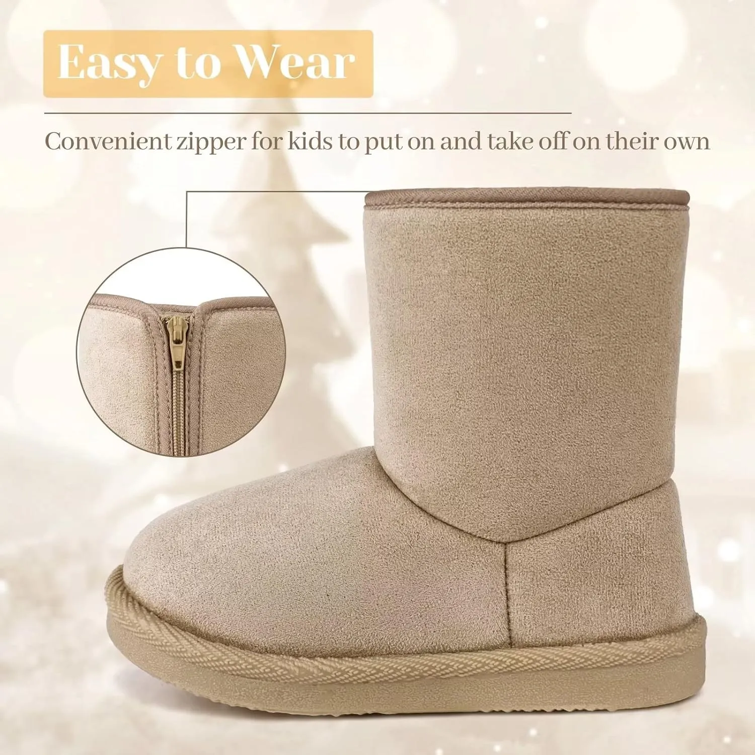 FANTURE Toddler Snow Boots for Girls Boys Winter Warm Fur Lined Kids Non Slip Outdoor Shoes (Toddler/Little Kid)
