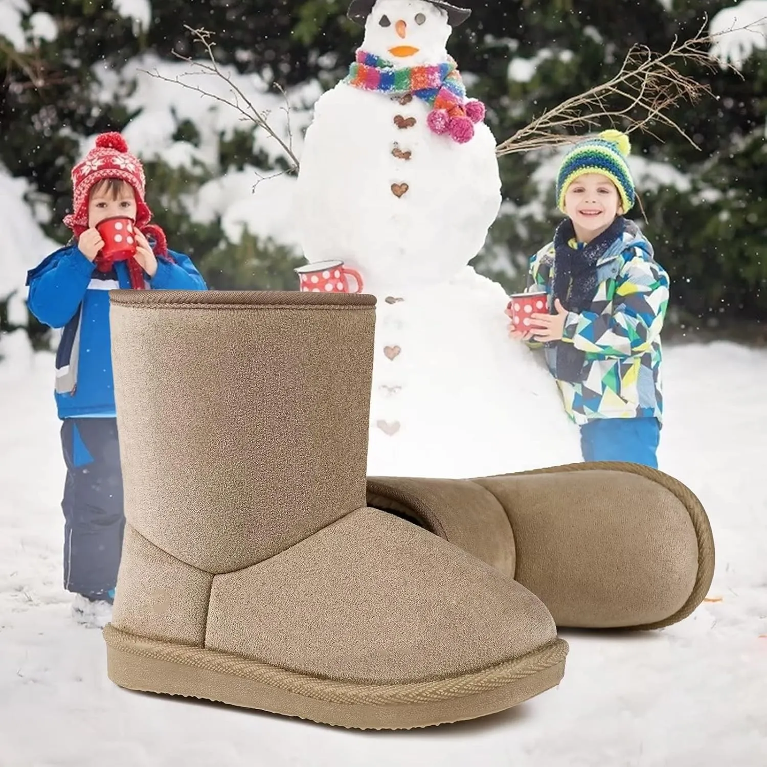 FANTURE Toddler Snow Boots for Girls Boys Winter Warm Fur Lined Kids Non Slip Outdoor Shoes (Toddler/Little Kid)