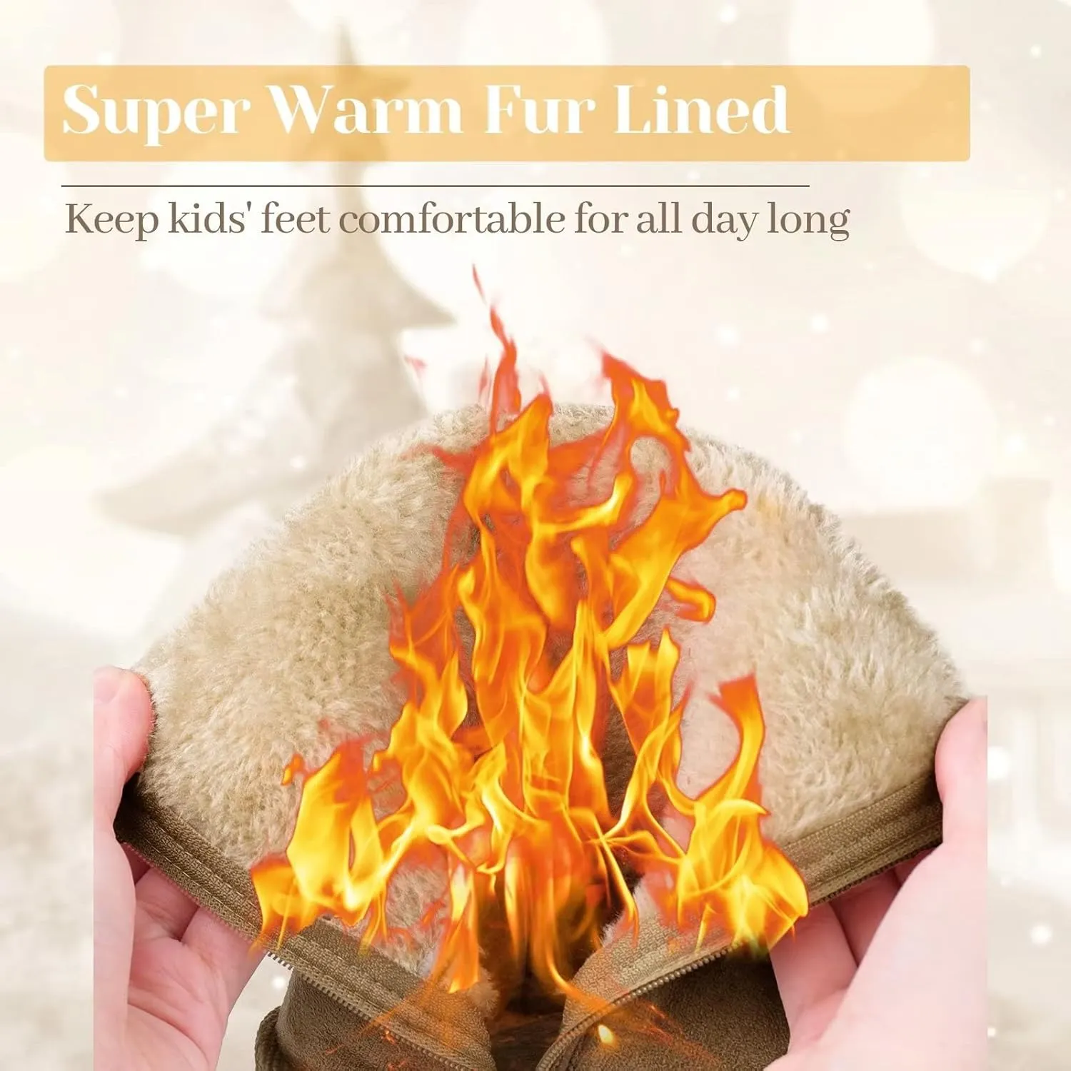 FANTURE Toddler Snow Boots for Girls Boys Winter Warm Fur Lined Kids Non Slip Outdoor Shoes (Toddler/Little Kid)