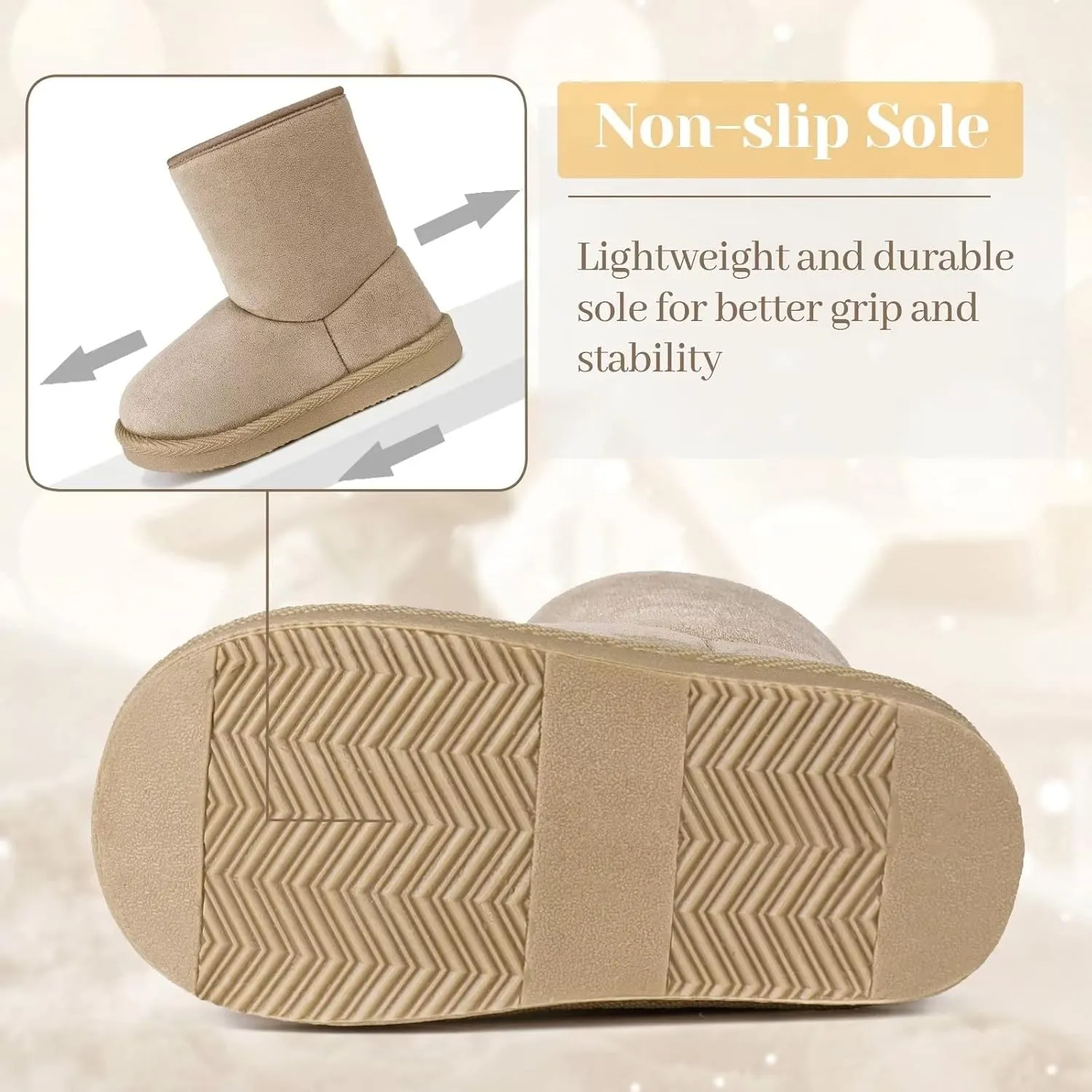 FANTURE Toddler Snow Boots for Girls Boys Winter Warm Fur Lined Kids Non Slip Outdoor Shoes (Toddler/Little Kid)