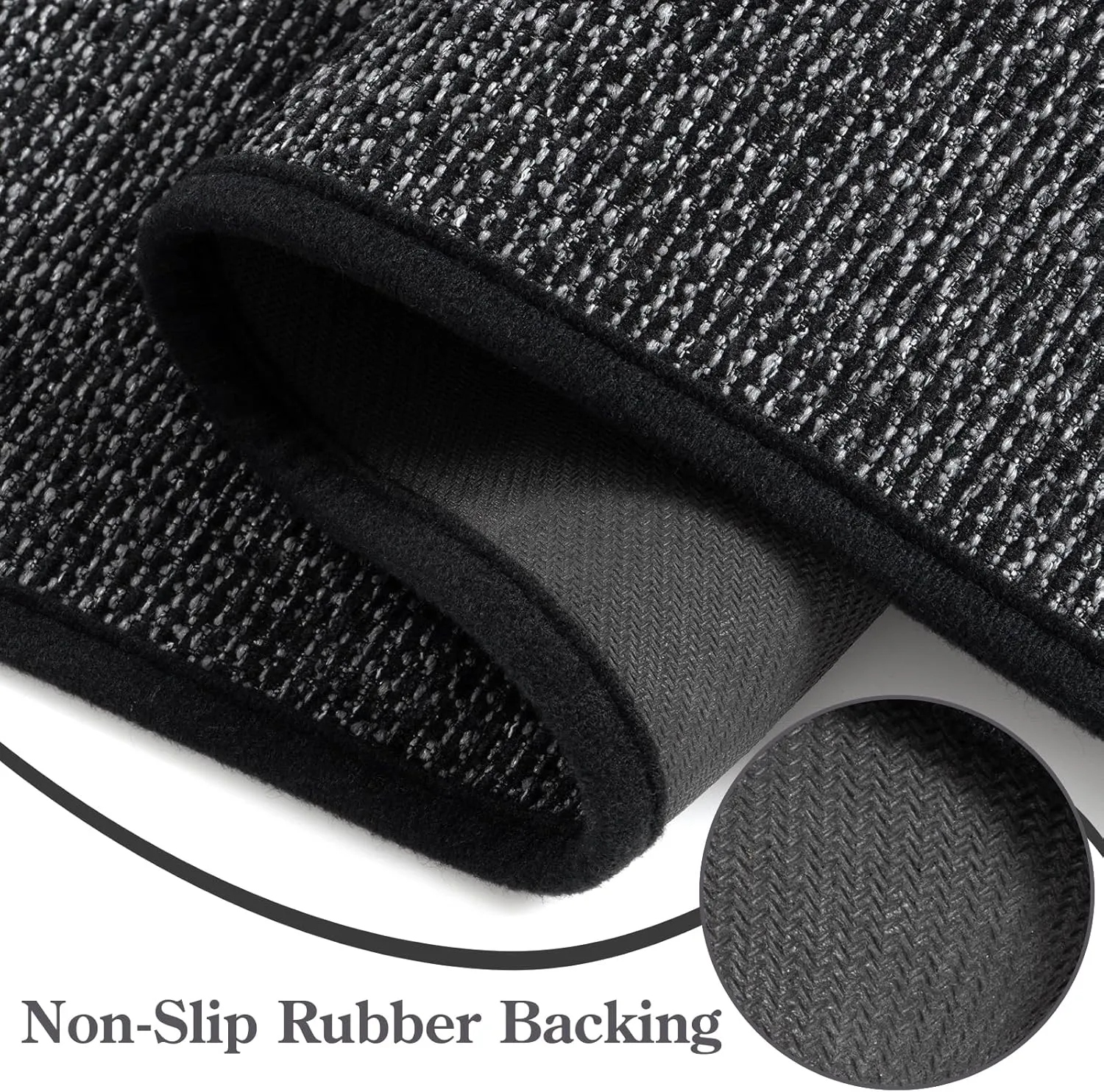 Farmhouse Kitchen Runner Rugs Non Skid Washable Kitchen Mats for Floor 2 Piece, Absorbent Jute Rug for Kitchen Non Slip Carpet Runners for Hallways Sink Laundry Front Door(Black)