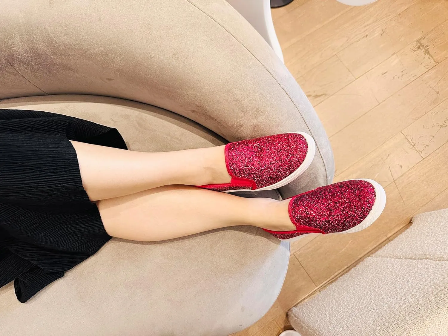 FEVERSOLE Women's Fashion Slip-On Sneaker Casual Flat Loafers