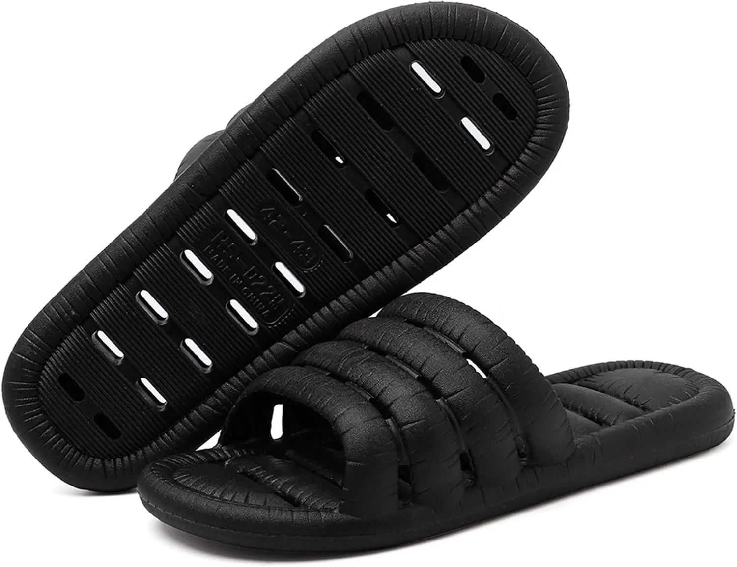 FINLEEO Shower Sandals with Drainage Holes - Quick Drying Bathroom & Gym Slippers for Men and Women