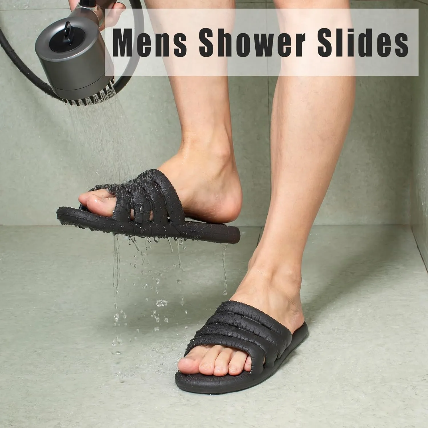 FINLEEO Shower Sandals with Drainage Holes - Quick Drying Bathroom & Gym Slippers for Men and Women