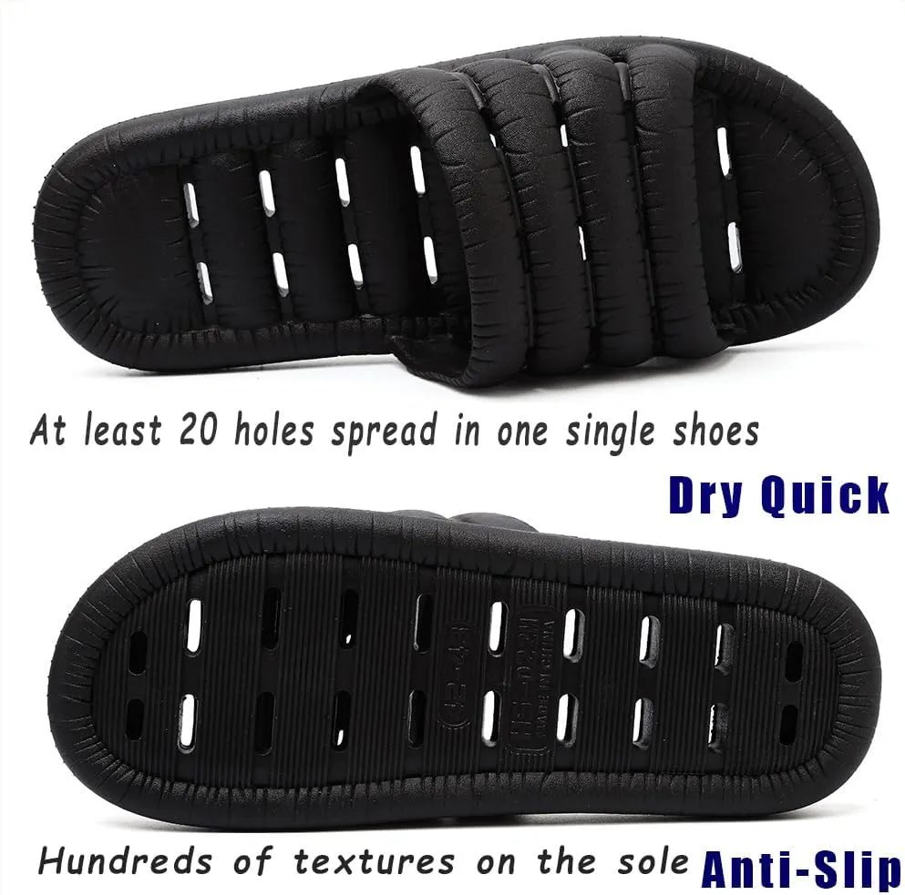 FINLEEO Shower Sandals with Drainage Holes - Quick Drying Bathroom & Gym Slippers for Men and Women