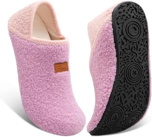 Fires Womens Mens Slippers with Rubber Sole Soft-Lightweight House Slipper Socks Around House Shoes Non Slip Indoor/Outdoor