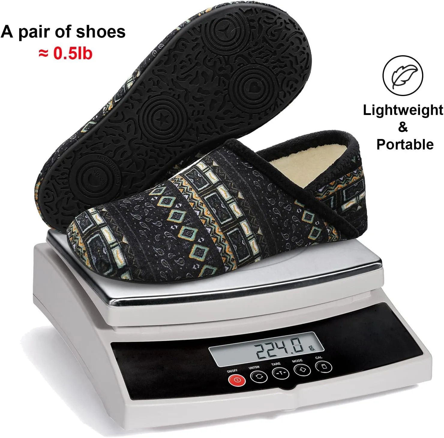 Fires Womens Mens Slippers with Rubber Sole Soft-Lightweight House Slipper Socks Around House Shoes Non Slip Indoor/Outdoor