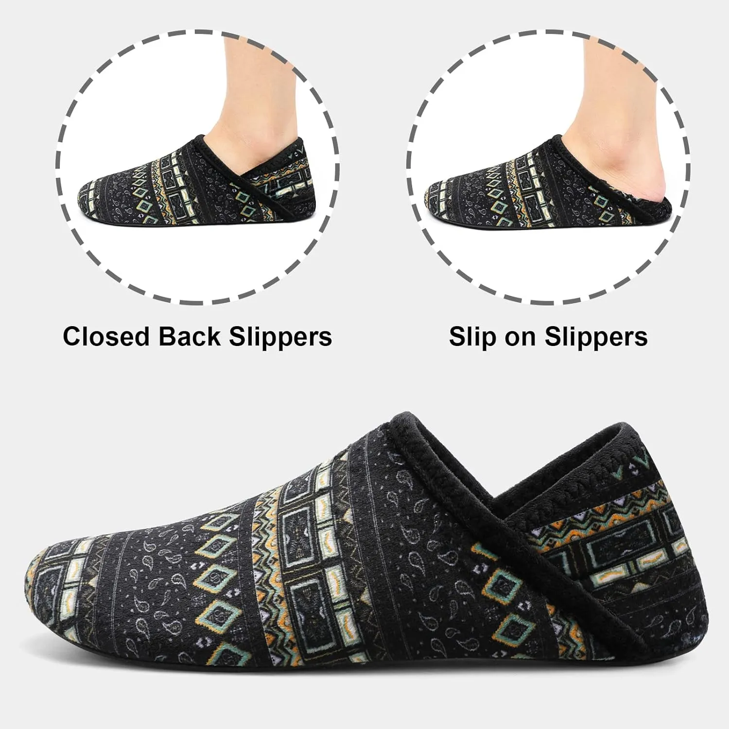 Fires Womens Mens Slippers with Rubber Sole Soft-Lightweight House Slipper Socks Around House Shoes Non Slip Indoor/Outdoor