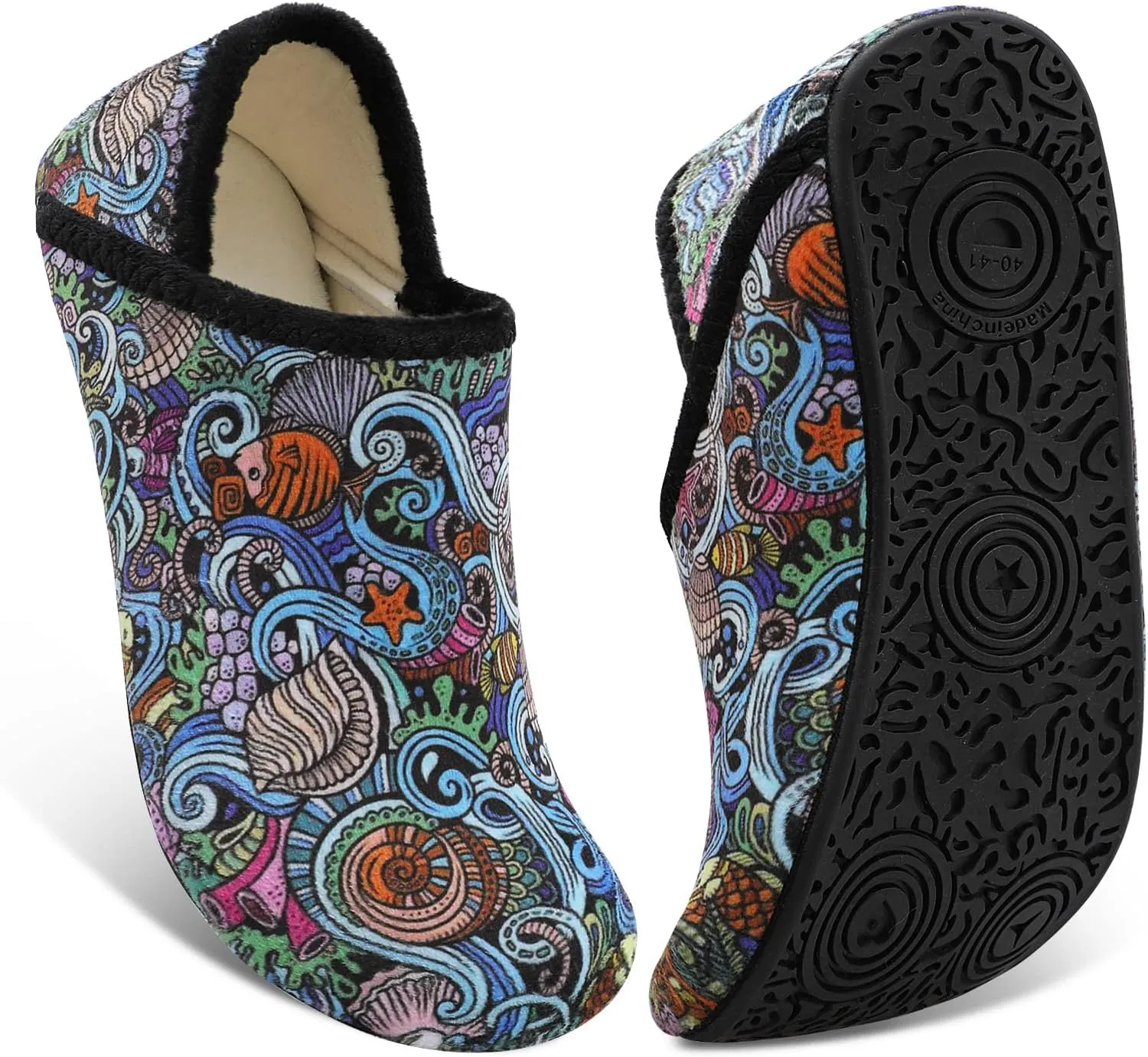 Fires Womens Mens Slippers with Rubber Sole Soft-Lightweight House Slipper Socks Around House Shoes Non Slip Indoor/Outdoor