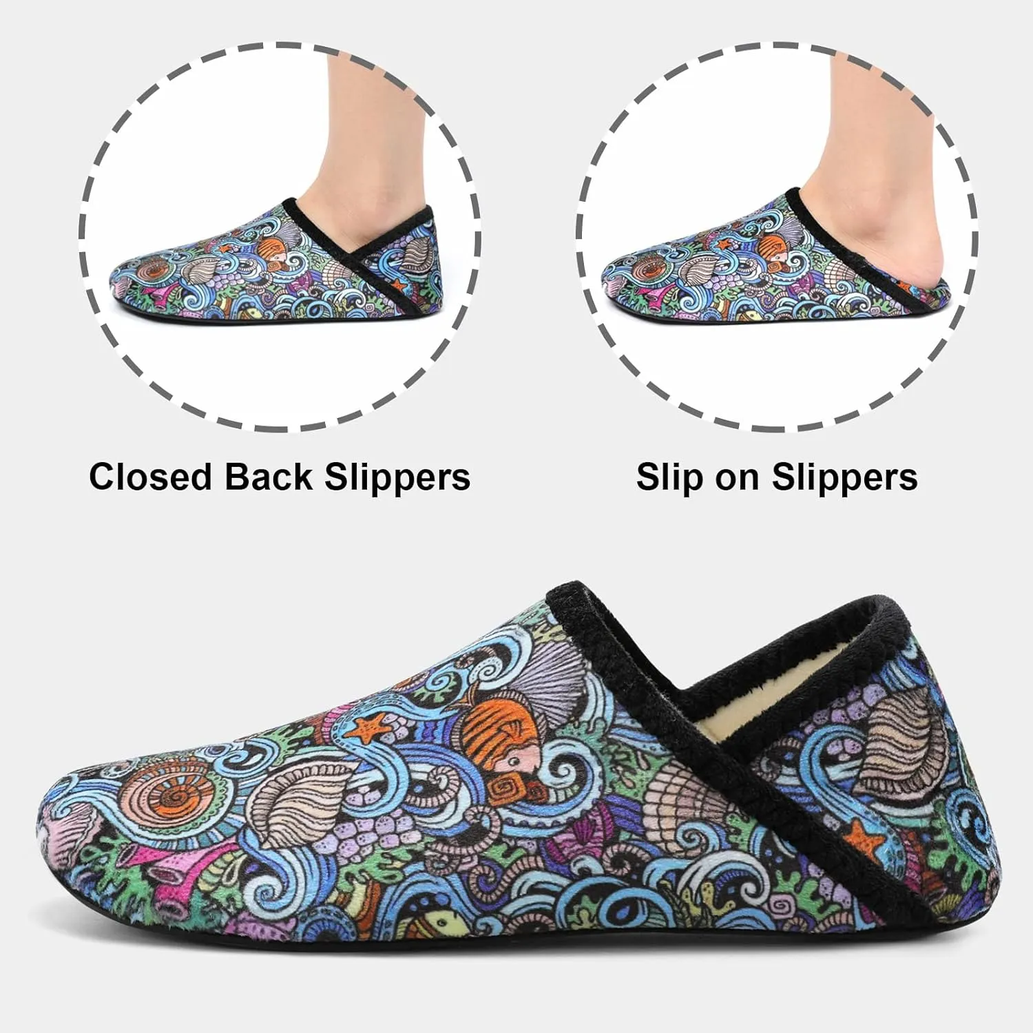 Fires Womens Mens Slippers with Rubber Sole Soft-Lightweight House Slipper Socks Around House Shoes Non Slip Indoor/Outdoor