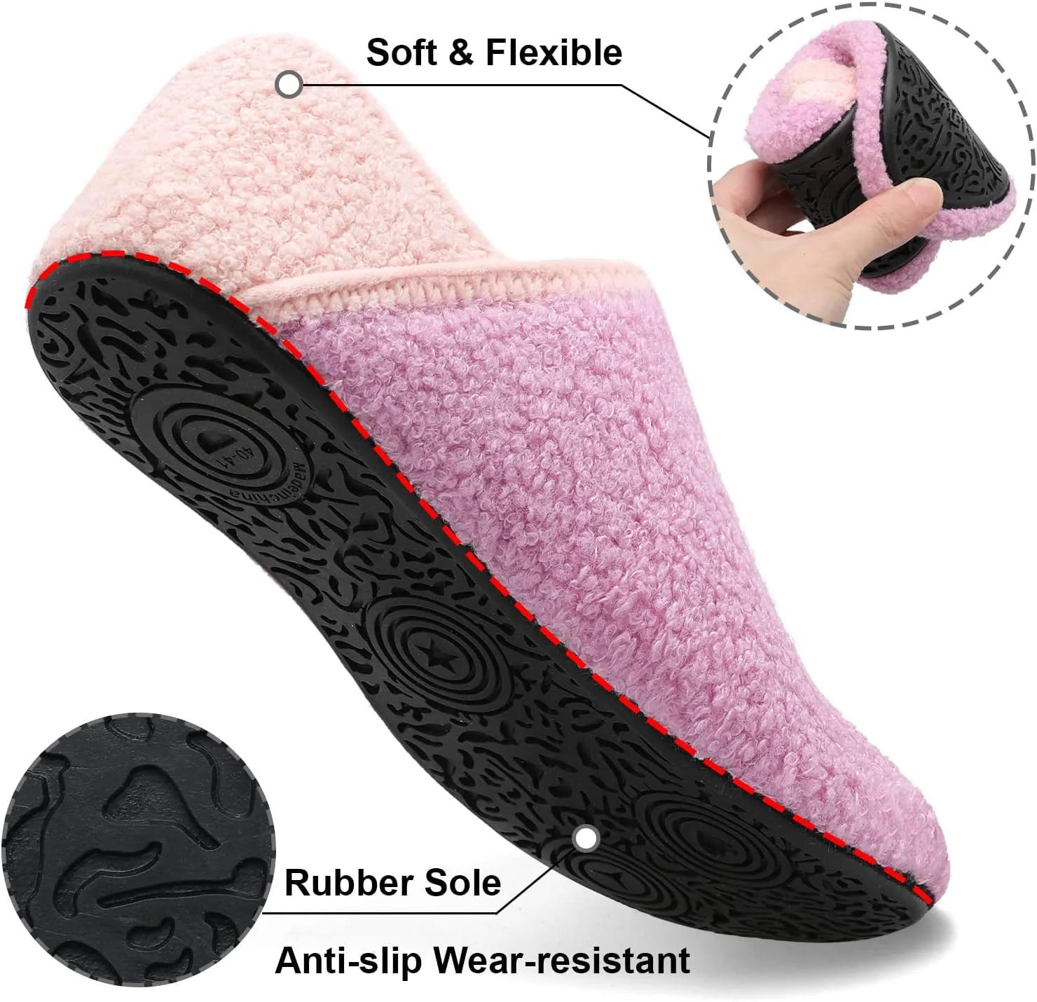 Fires Womens Mens Slippers with Rubber Sole Soft-Lightweight House Slipper Socks Around House Shoes Non Slip Indoor/Outdoor