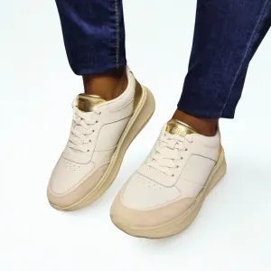 Fitflop F-MODE LEATHER/SUEDE/METALLIC FLATFORM white/platino sneaker