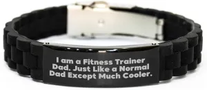 Fitness Trainer Dad's Thoughtful Gift, Black Glide lock Clasp Bracelet for Birthday, Adjustable, Premium Bag