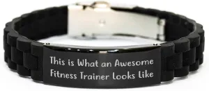 Fitness Trainer Gifts from Friends, This Is What An Awesome Fitness Trainer Looks Like Black Glide lock Clasp Birthday Unique for Men and Women