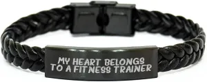 Fitness Trainer Gifts from Men to Girls Interlaced Leather Quote My Heart Belongs To A Fitness Trainer Birthday Unique Gifts