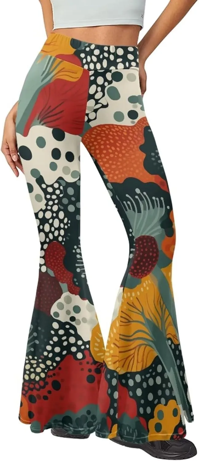 Flare Yoga Pants Women Elegant Funny Graphic Bell Bottoms Pants for Womens High Waisted Flare Leggings Stretch Trousers