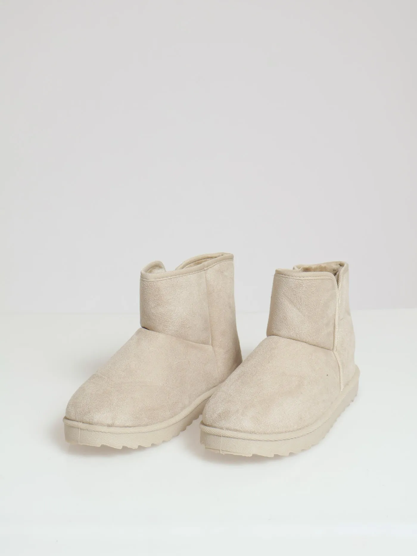 Flat Ankle Slipper Boots - Taupe