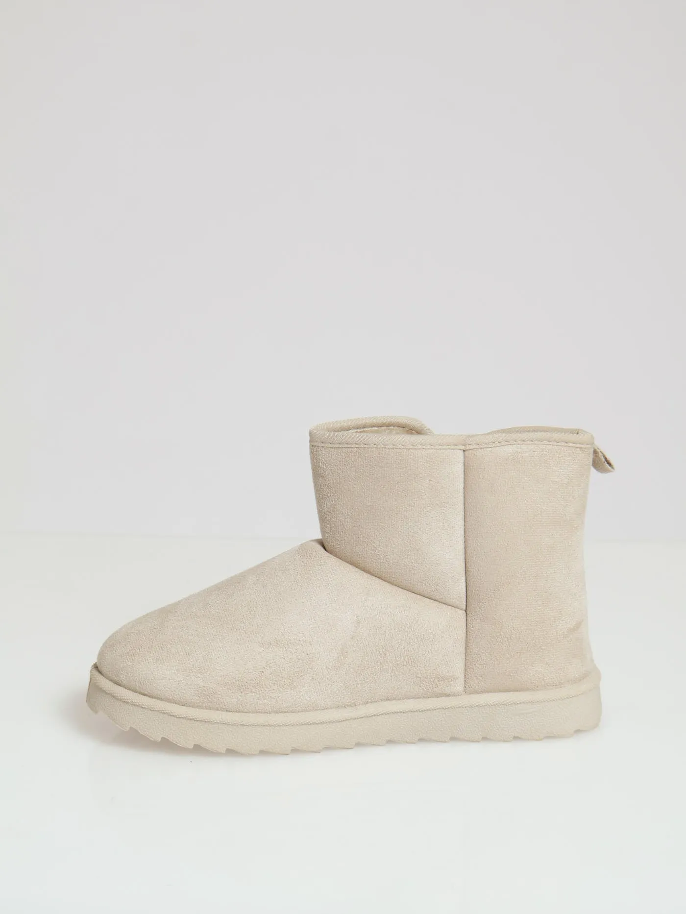 Flat Ankle Slipper Boots - Taupe