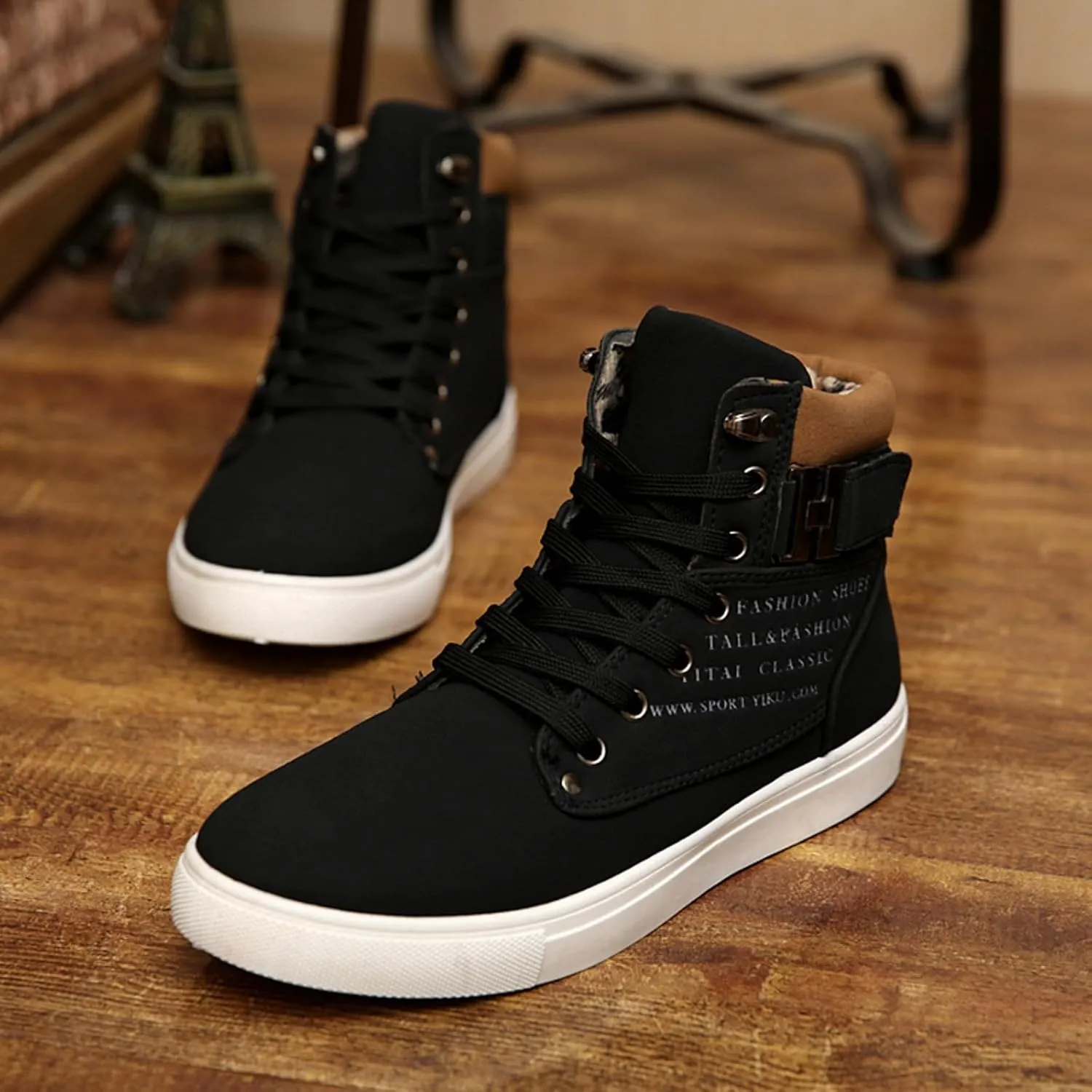 Flat Bottom Sport Shoes for Men Memory Foam Ankle Boots Comfort Lace Up Walking Boots Lightweight Casual Light Boots