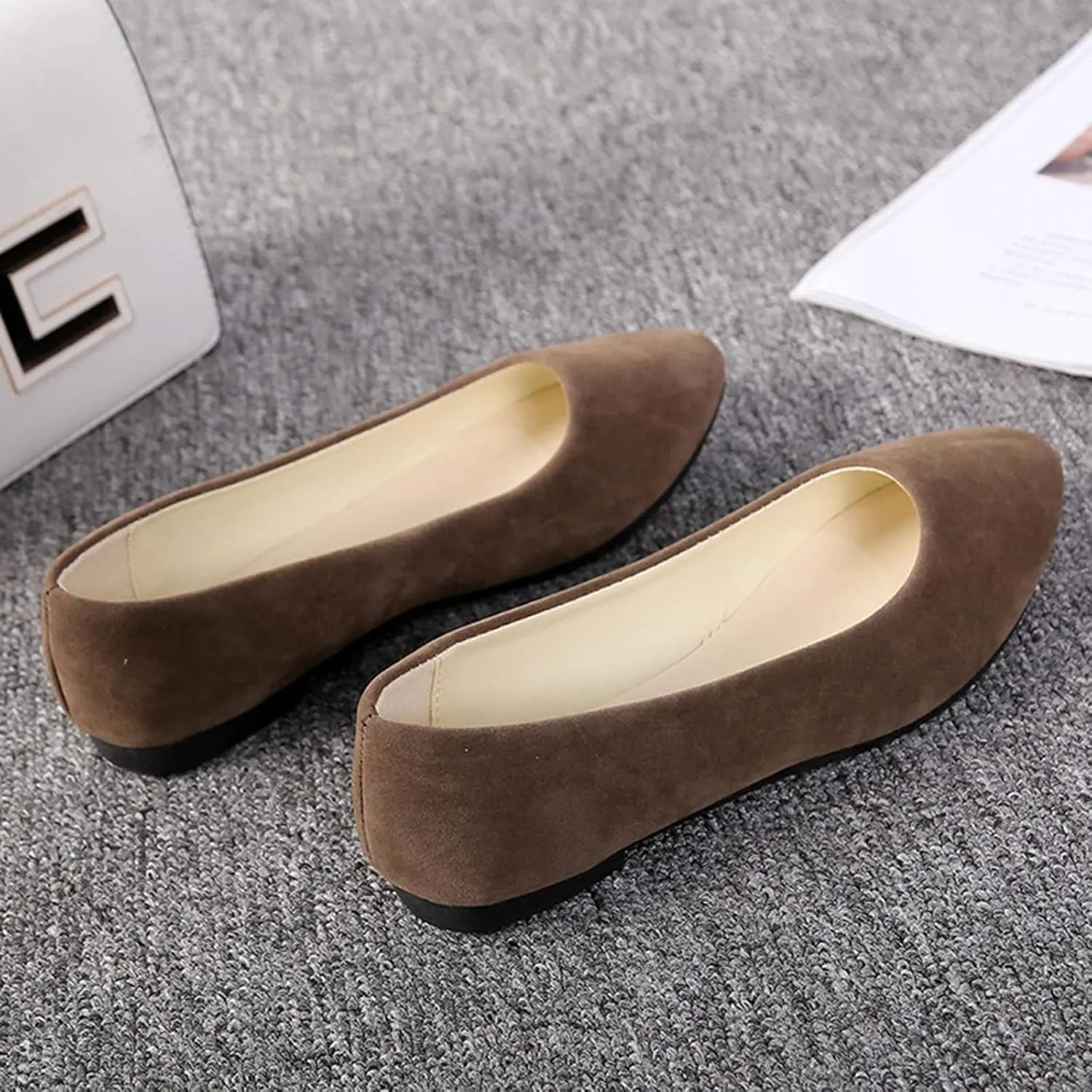 Flat Shoes for Women Slip On Comfortable Walking Ballerina Shoes Ladies Cute Ballet Flats Pumps Low Wedge Dolly Shoes