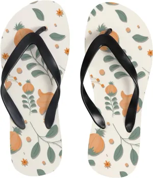 Flip Flops Floral Flowers Leaves Orange Autumn Slide Sandals Summer Beach Slippers Thong Sandal Casual Yoga Mat Flat Slides for Women Men