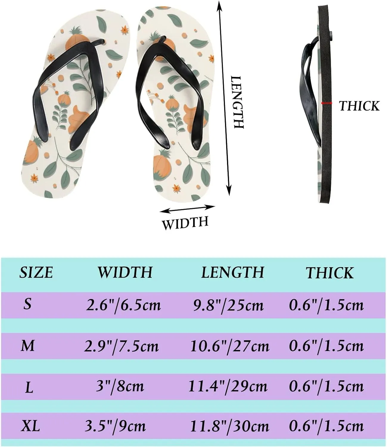 Flip Flops Floral Flowers Leaves Orange Autumn Slide Sandals Summer Beach Slippers Thong Sandal Casual Yoga Mat Flat Slides for Women Men