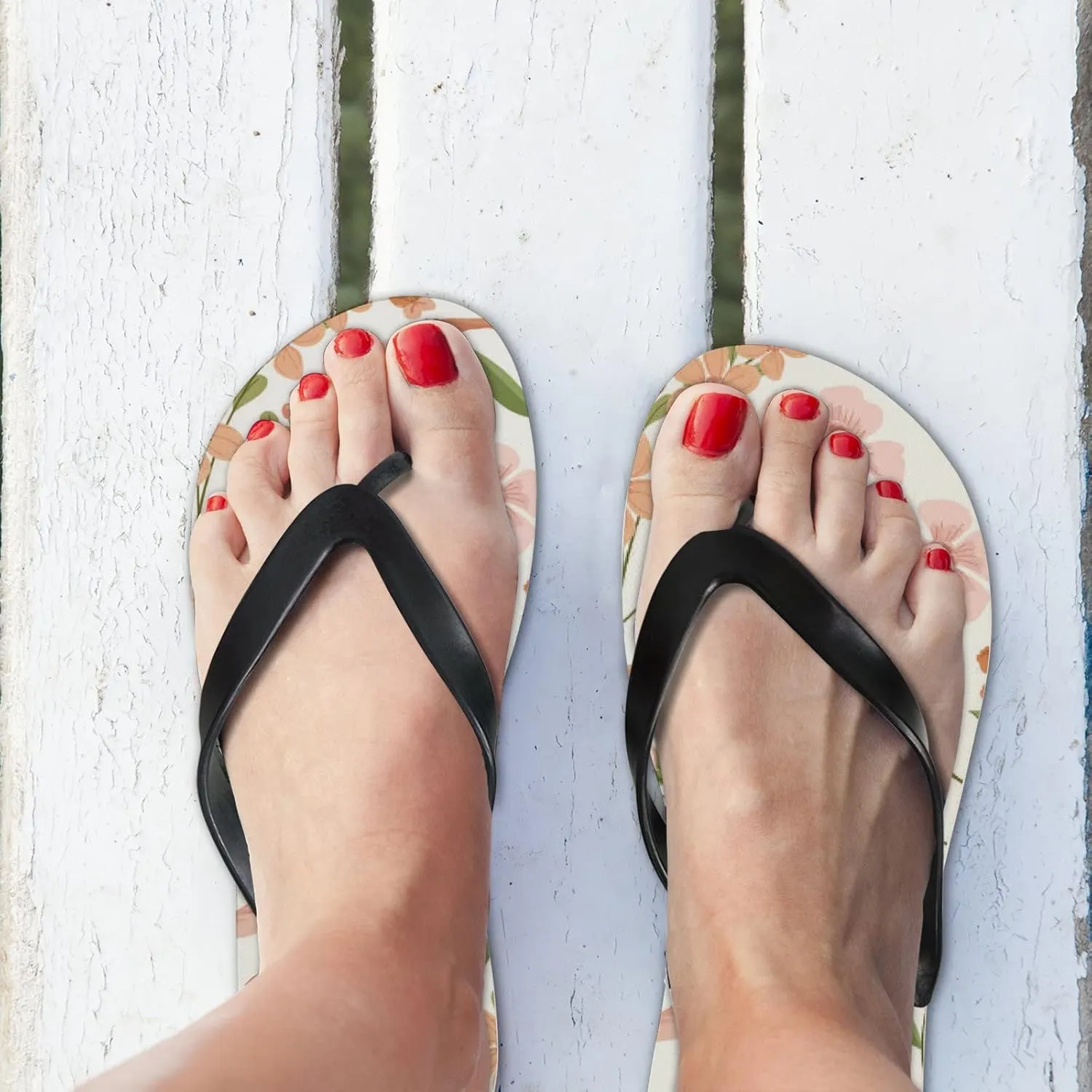 Flip Flops Floral Flowers Leaves Orange Branch Slide Sandals Summer Beach Slippers Thong Sandal Casual Yoga Mat Flat Slides for Women Men