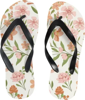 Flip Flops Floral Flowers Leaves Orange Branch Slide Sandals Summer Beach Slippers Thong Sandal Casual Yoga Mat Flat Slides for Women Men