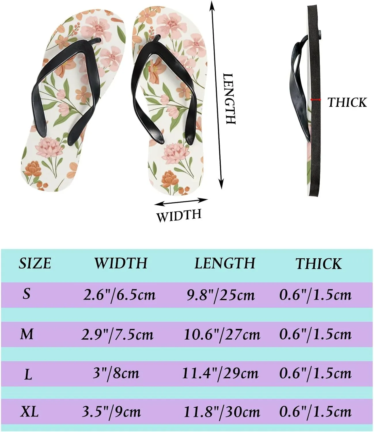 Flip Flops Floral Flowers Leaves Orange Branch Slide Sandals Summer Beach Slippers Thong Sandal Casual Yoga Mat Flat Slides for Women Men