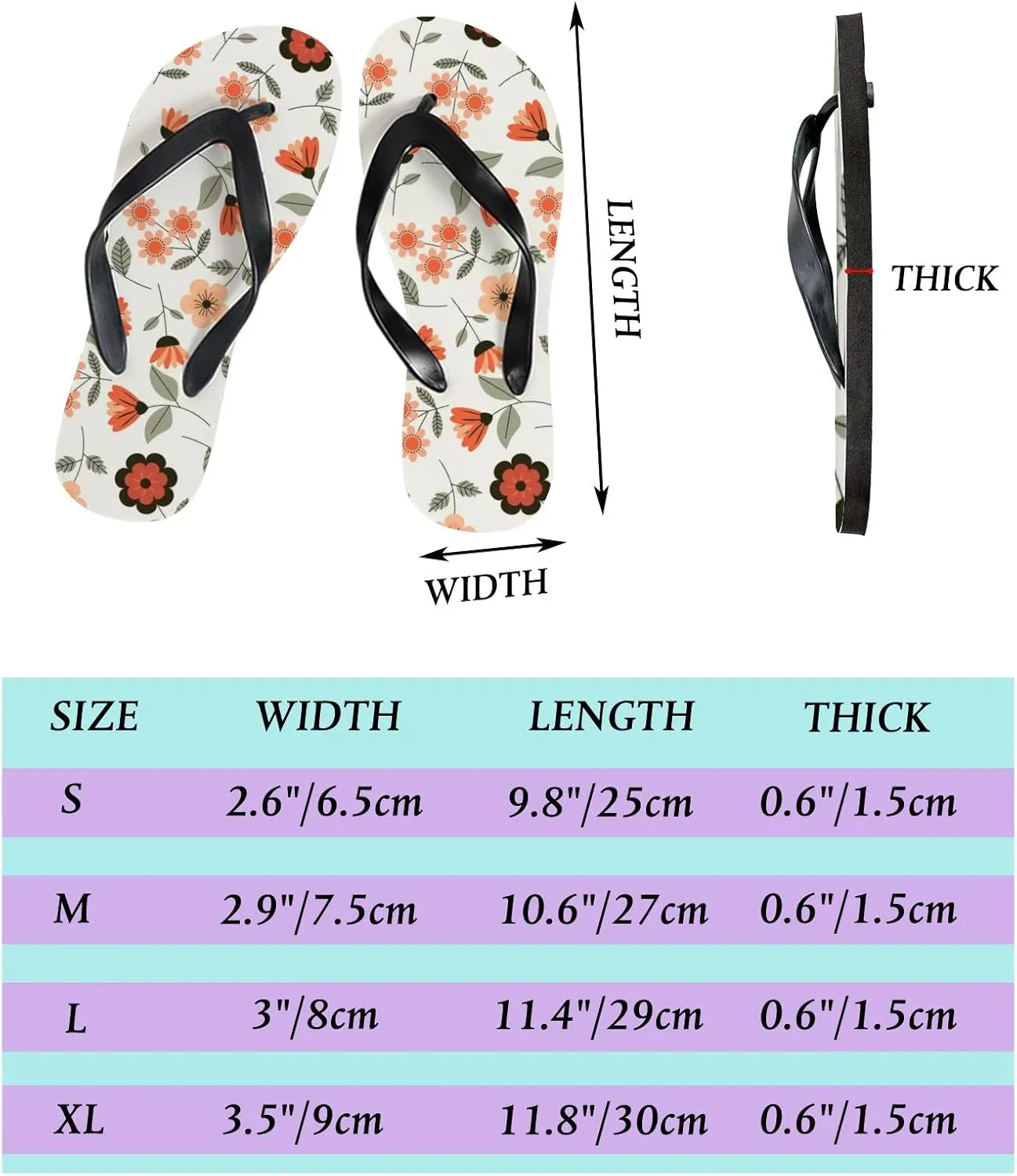 Flip Flops Floral Flowers Leaves Orange Grey Red Slide Sandals Summer Beach Slippers Thong Sandal Casual Yoga Mat Flat Slides for Women Men