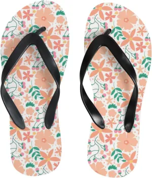 Flip Flops Orange Floral Flowers Leaves Slide Sandals Summer Beach Slippers Thong Sandal Casual Yoga Mat Flat Slides for Women Men
