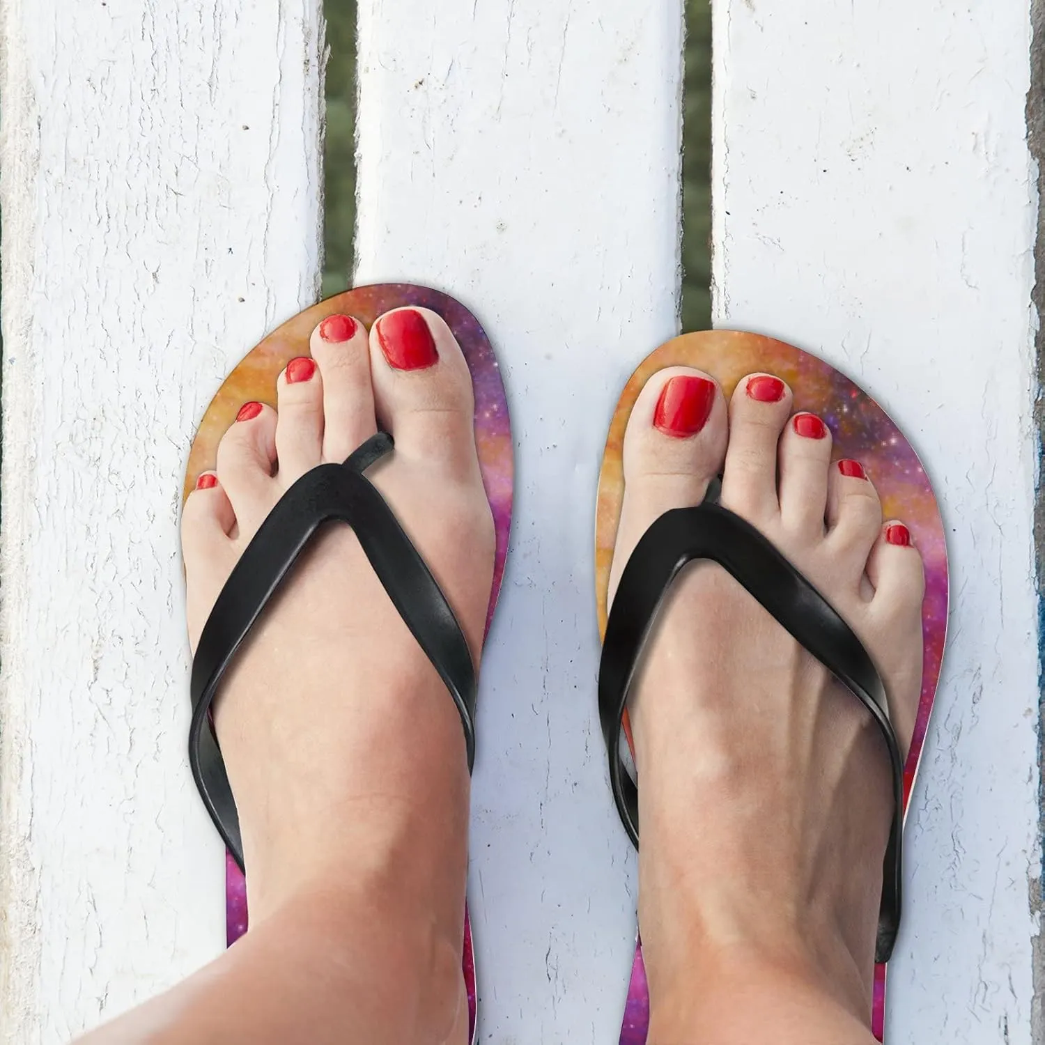 Flip Flops Universe Space Stars Nebula Cloud Slide Sandals Summer Beach Slippers Thong Sandal Casual Yoga Mat Flat Slides for Women Men
