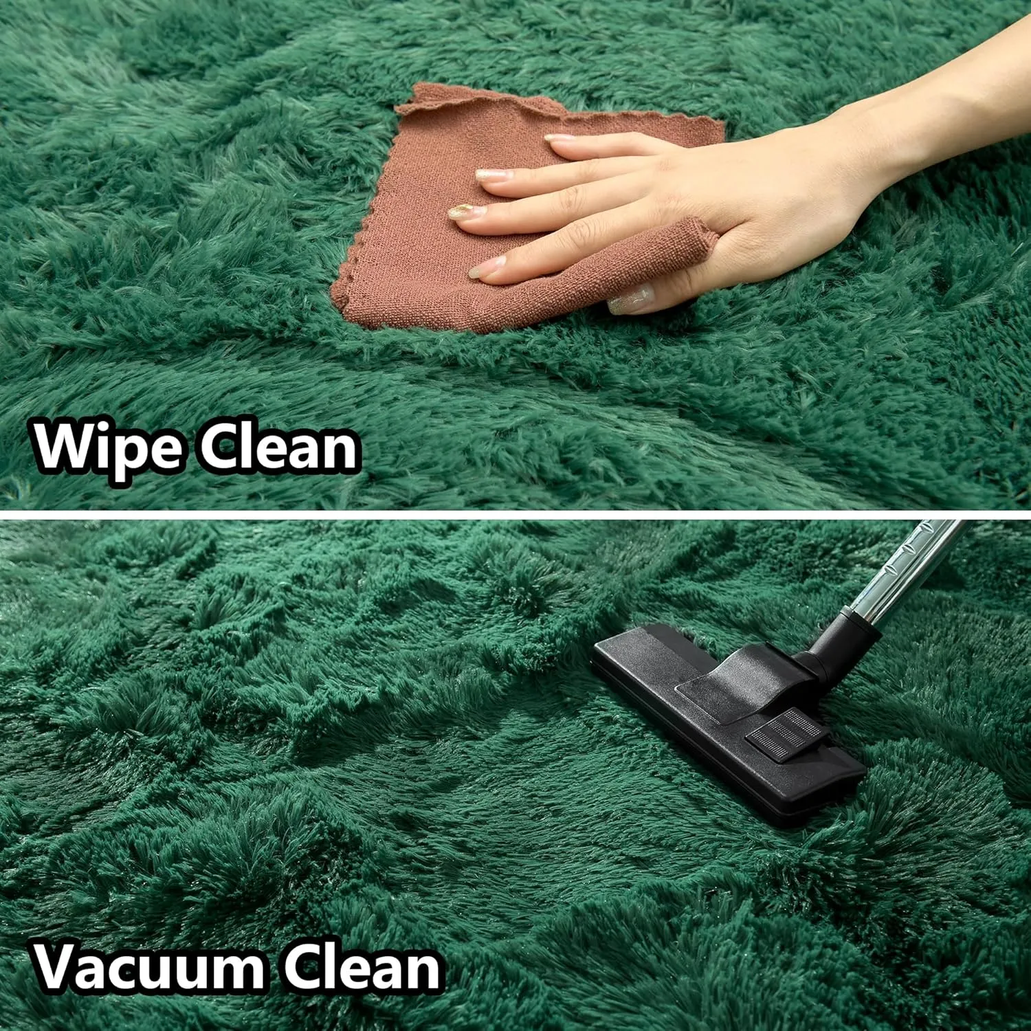 Fluffy Runner Rugs for Bedroom 2x4, Emerald Green Runner for Hallway Non-Slip, Shaggy Fuzzy Bedroom Rug Room Decor