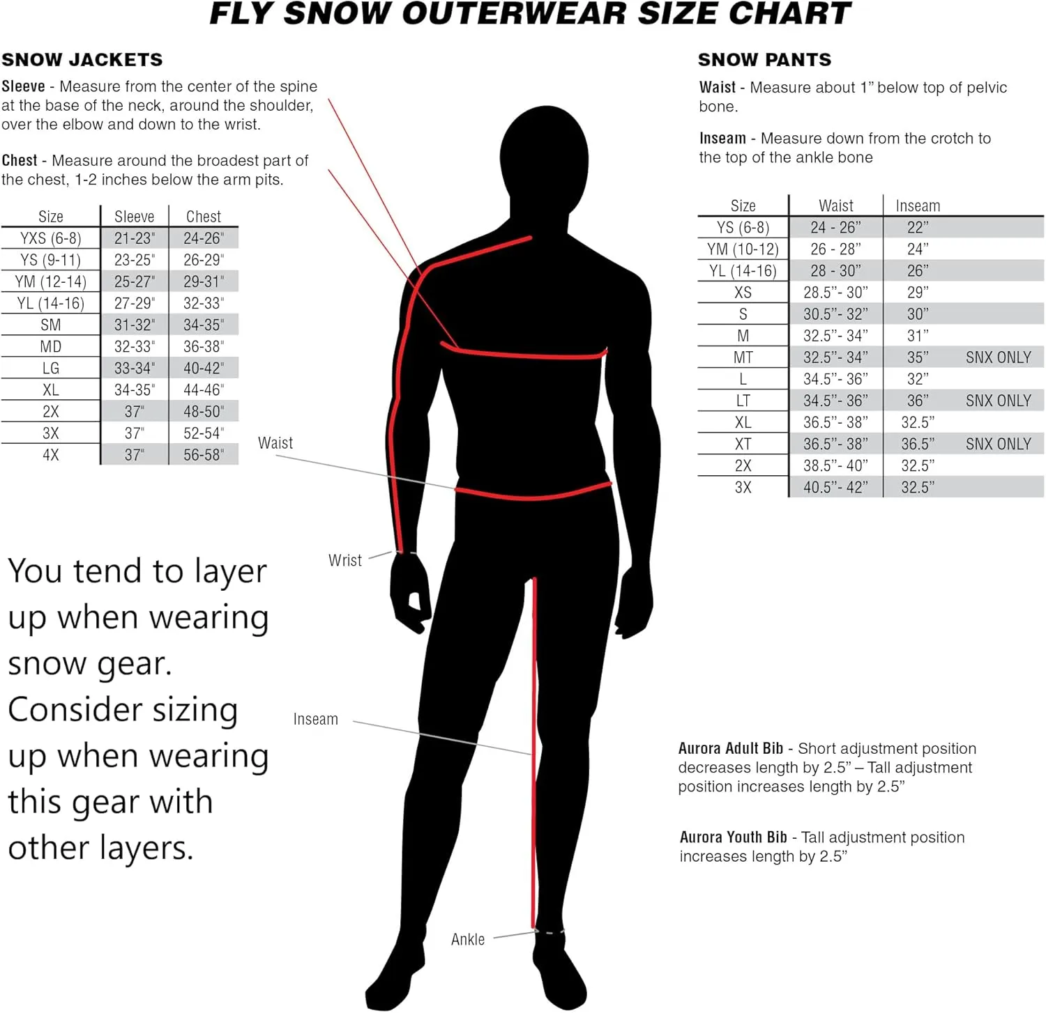 Fly Racing Incline Snow Bib (Black, X-Large)