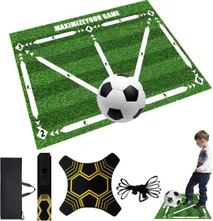 Football Footstep Training Mat, Non-Slip Silent Soccer Footwork Trainer,Agility and Coordination,zxbaers Soccer Training Mat with Football Kick Trainer and Storage Bag for All Levels，Easy to Carry