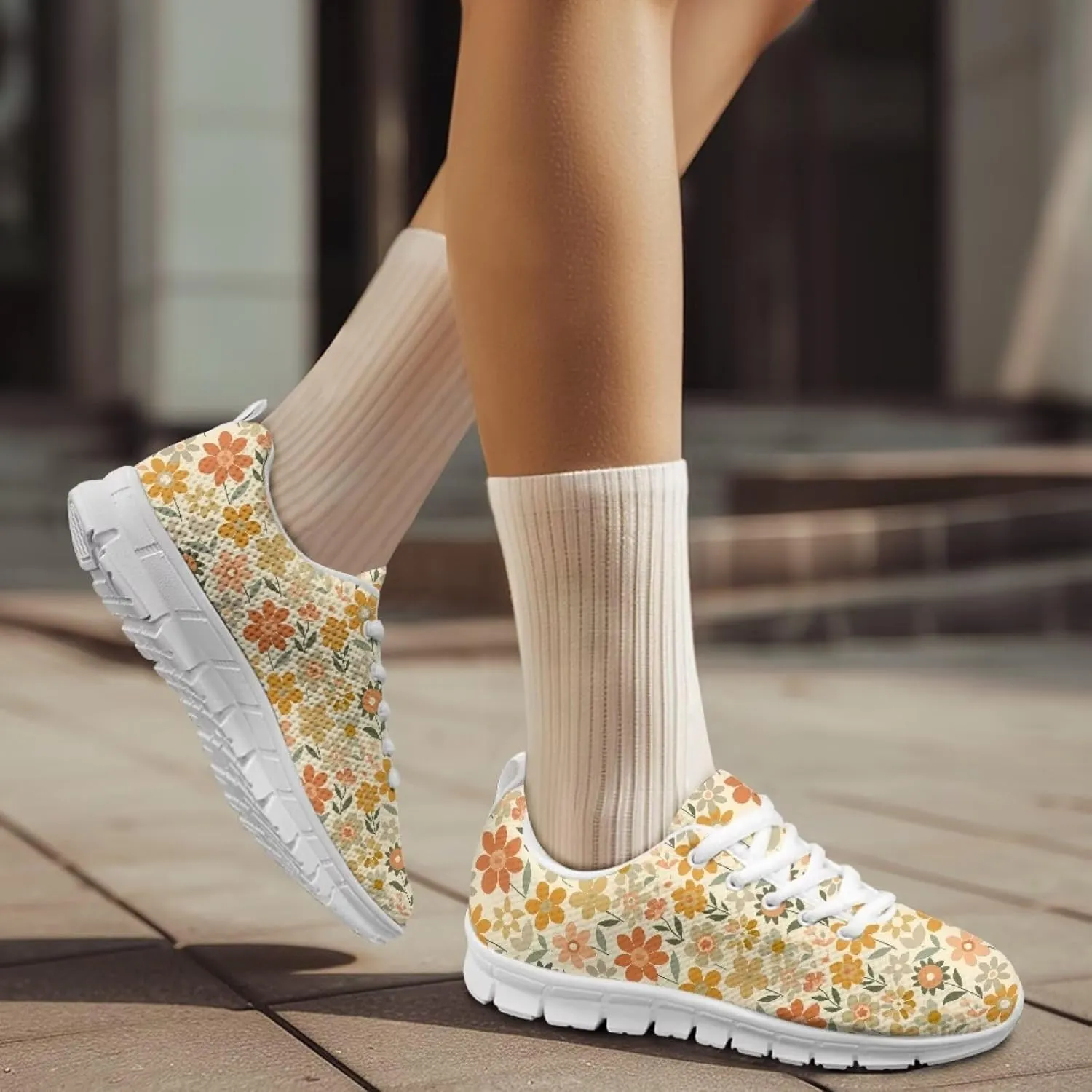 Forchrinse Daisy Unisex Running Shoes for Men Women Sports Gym Shoes Breathable Athletic Sneaker Shoe