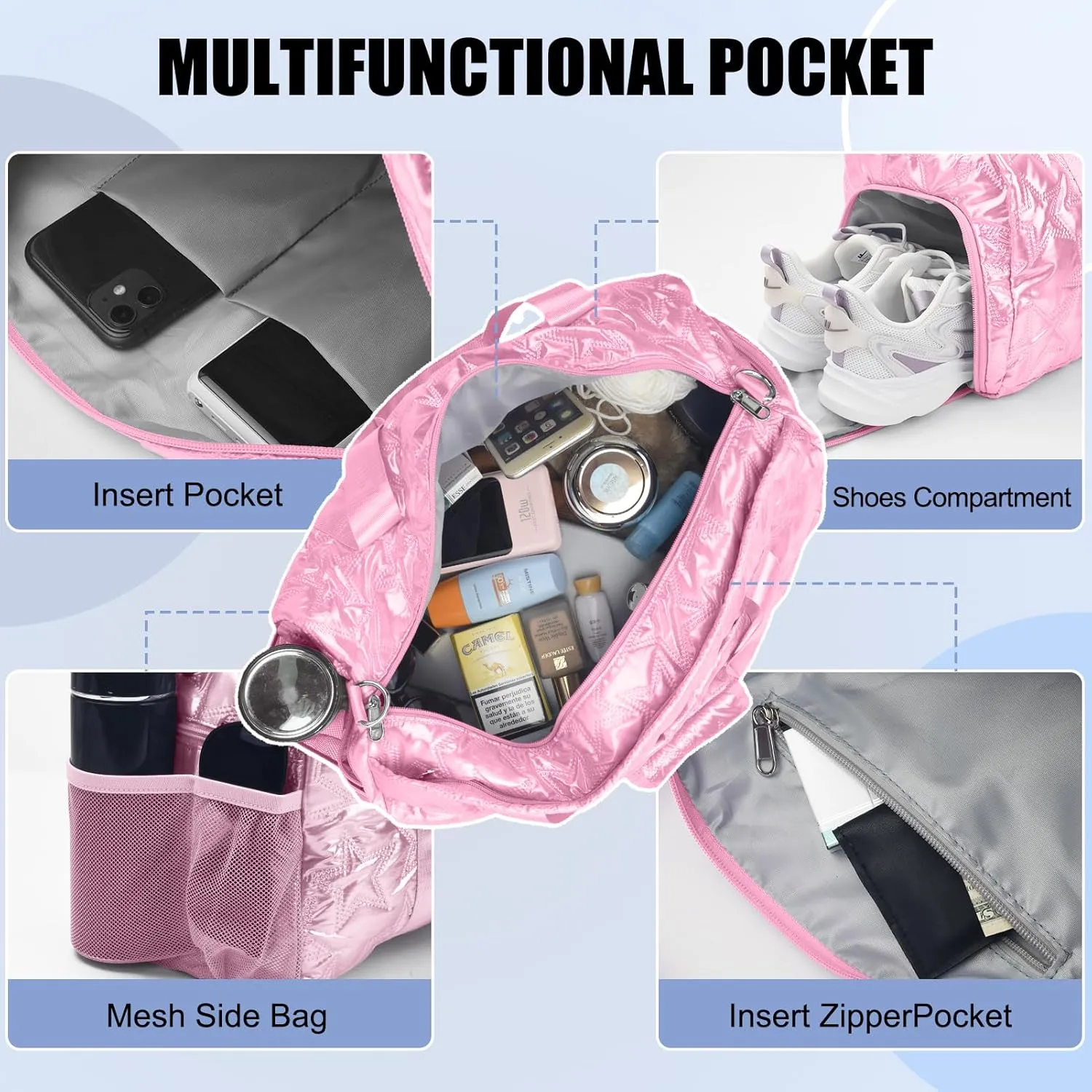 Forestfish Dance Bag For Girls, Small Gym Bag With Shoes Compartment Weekender Overnight Bag For Travel Lightweight Waterproof