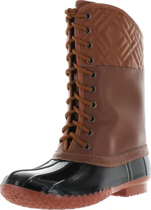 Forever Kyla-7 Women's Diamond Shape Quilted Deco Lace Up Waterproof Duck Boots
