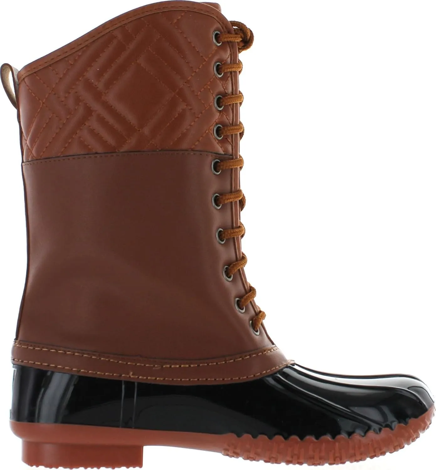 Forever Kyla-7 Women's Diamond Shape Quilted Deco Lace Up Waterproof Duck Boots