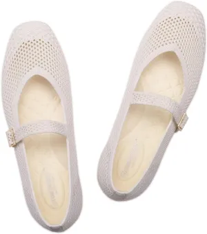 Frank Mully Womens Casual Flat Shoes Square Toe Shoes Knitted Mesh Flat Comfort Work Flat Shoes for Daily Washable