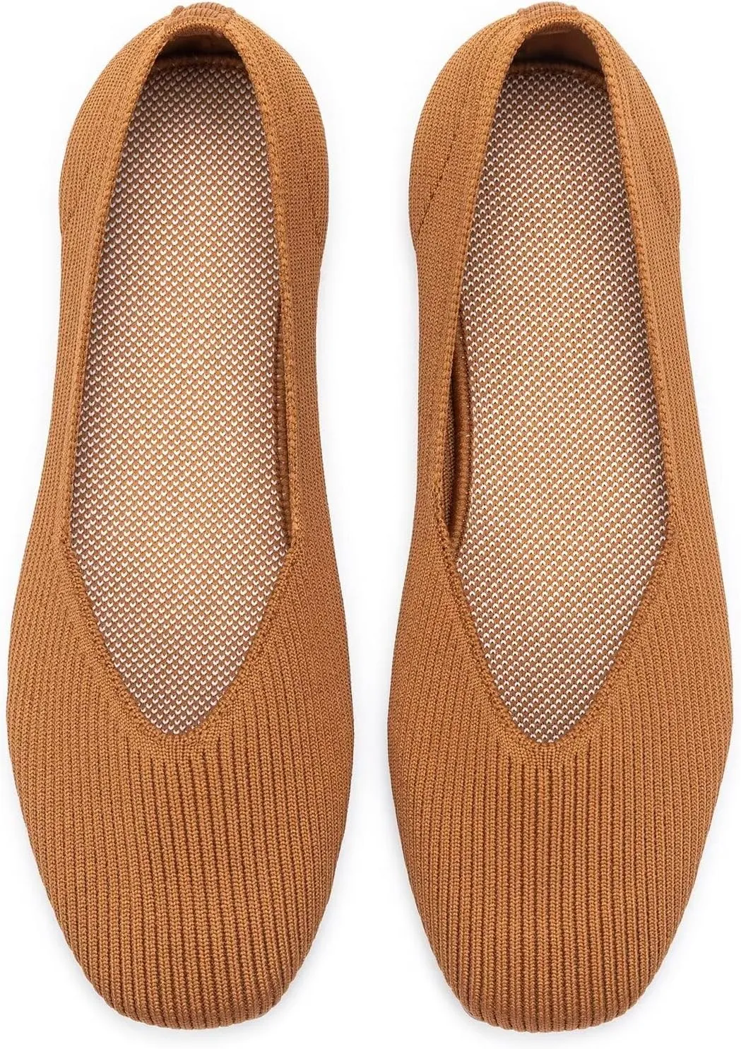 Frank Mully Womens Casual Flat Shoes Square Toe Shoes Knitted Work Flat Comfort Dressy Flat Shoes for Daily Washable