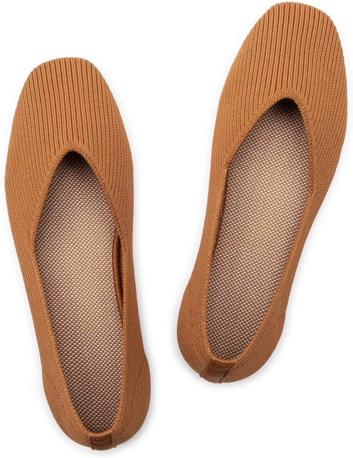 Frank Mully Womens Casual Flat Shoes Square Toe Shoes Knitted Work Flat Comfort Dressy Flat Shoes for Daily Washable