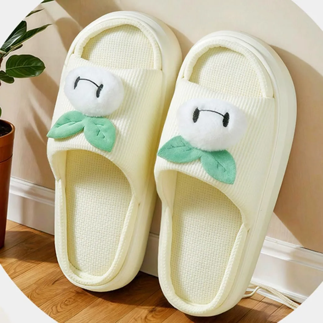 Fruit Radish Shaped Slippers Cute Women's Men's Four Seasons Open Toe Linen Home Shoes Thick Sole Non-Slip Lightweight Soft Indoor Outdoor