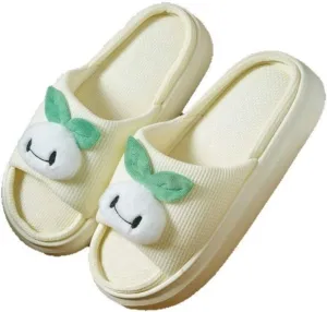 Fruit Radish Shaped Slippers Cute Women's Men's Four Seasons Open Toe Linen Home Shoes Thick Sole Non-Slip Lightweight Soft Indoor Outdoor