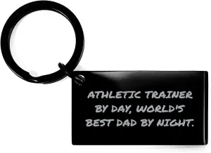 Funny Athletic Trainer By Day World's Best Dad Keychain Gifts for Birthday Athletic Trainer Dads from Wife to Husband